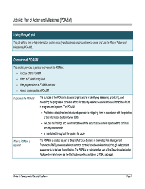 Fillable Online Job Aid: Plan of Action and Milestones (POA&M) Fax ...