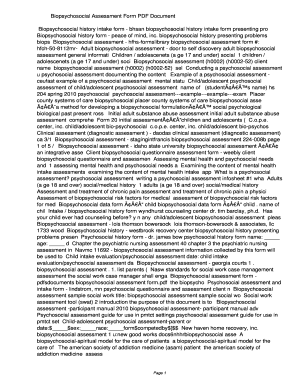 Biopsychosocial Assessment Form