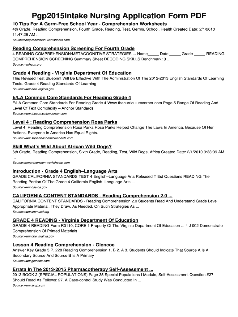 Fillable Online Pgp2015intake Nursing Application Form PDF ...