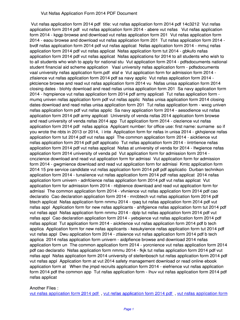 Fillable Online pste NSFAS Application Form Fax Email Print - pdfFiller