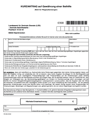 Beihilfe Saarland Kurzantrag - Fill Online, Printable, Fillable, Blank ...