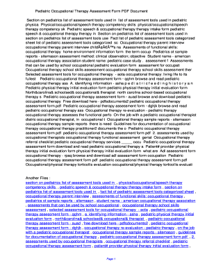 Fillable Online cigx Pediatric Occupational Therapy Assessment Form PDF ...