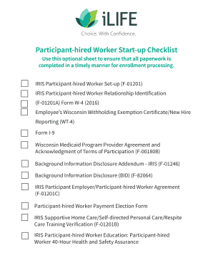 Participant-hired Worker Start-up Checklist