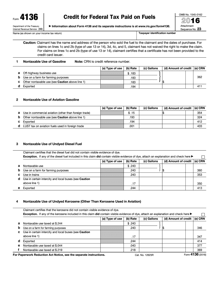 form 4136 2016 Preview on Page 1