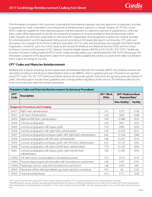 Fillable Online 2017 Cardiology Reimbursement Coding Fact Sheet Fax ...