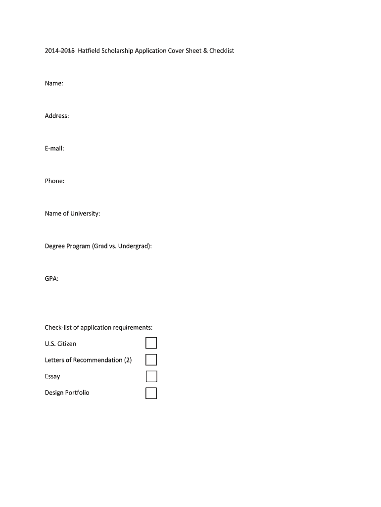 Fillable Online aforegon 20142015 Hatfield Scholarship Application