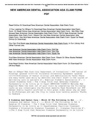 Fillable Online New American Dental Association Ada Claim Form Read ...