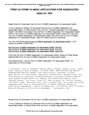 fillable online free va form 10 2850c application for associated vha form 10 2850c