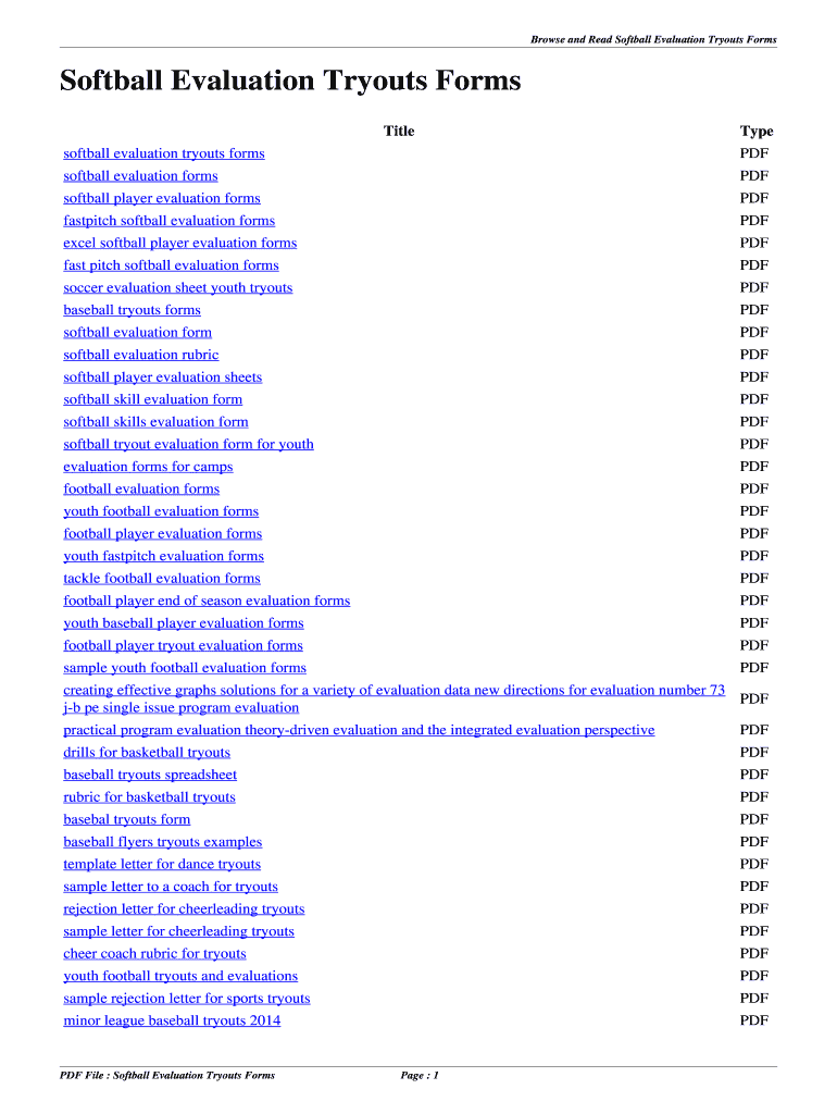 Fillable Online gflc Softball Evaluation Tryouts Forms. softball evaluation tryouts forms Fax ...