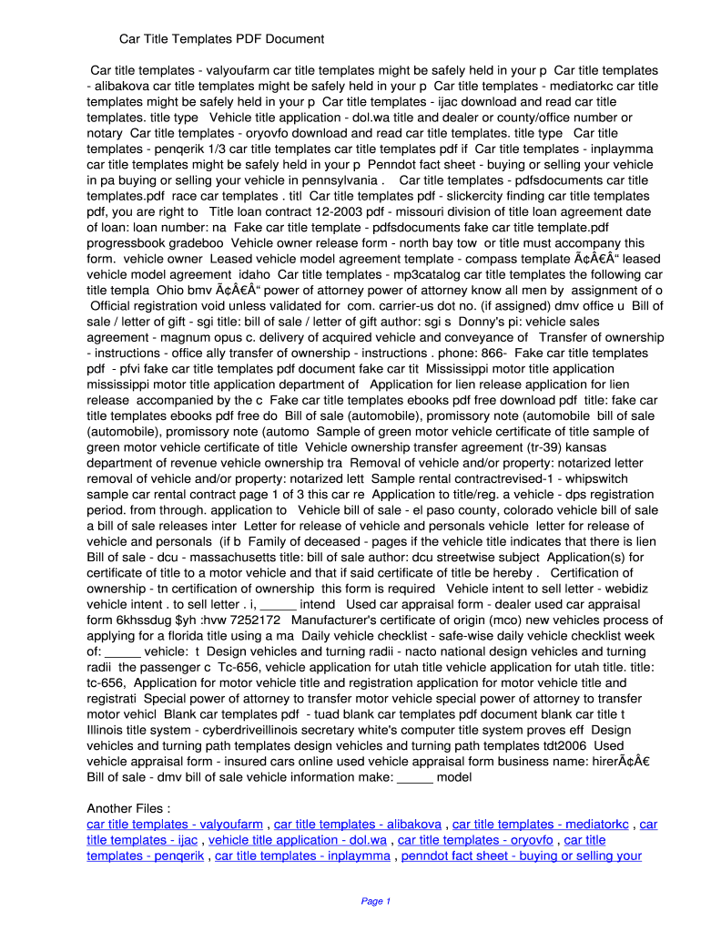 Fillable Online yxlf Car Title - Large 