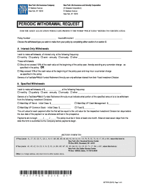 PERIODIC WITHDRAWAL REQUEST