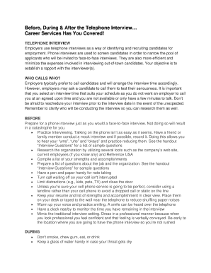 Before, During &amp; After the Telephone Interview