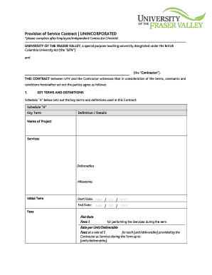 Daily cleaning checklist - Provision of Service Contract UNINCORPORATED