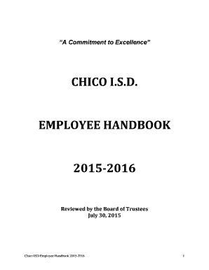 Employee handbook template texas - CHICO I.S.D. EMPLOYEE HANDBOOK 2015-2016