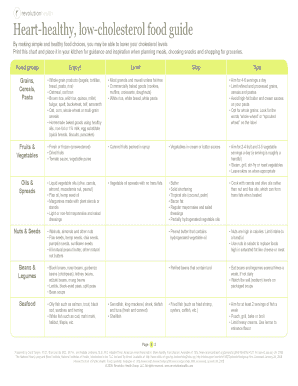 Low Cholesterol Diets Foods - Fill Online, Printable, Fillable, Blank | pdfFiller
