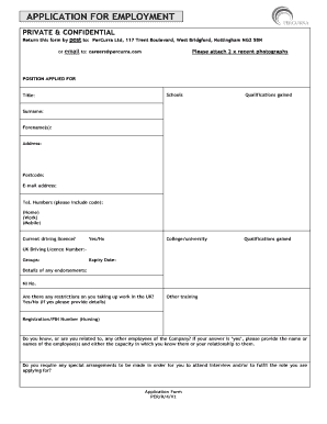 APPLICATION FOR EMPLOYMENT - PerCurra