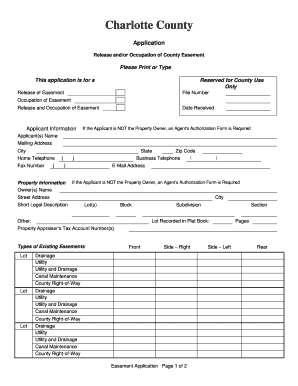 Application for Release or Occupation of Easement - Charlotte County