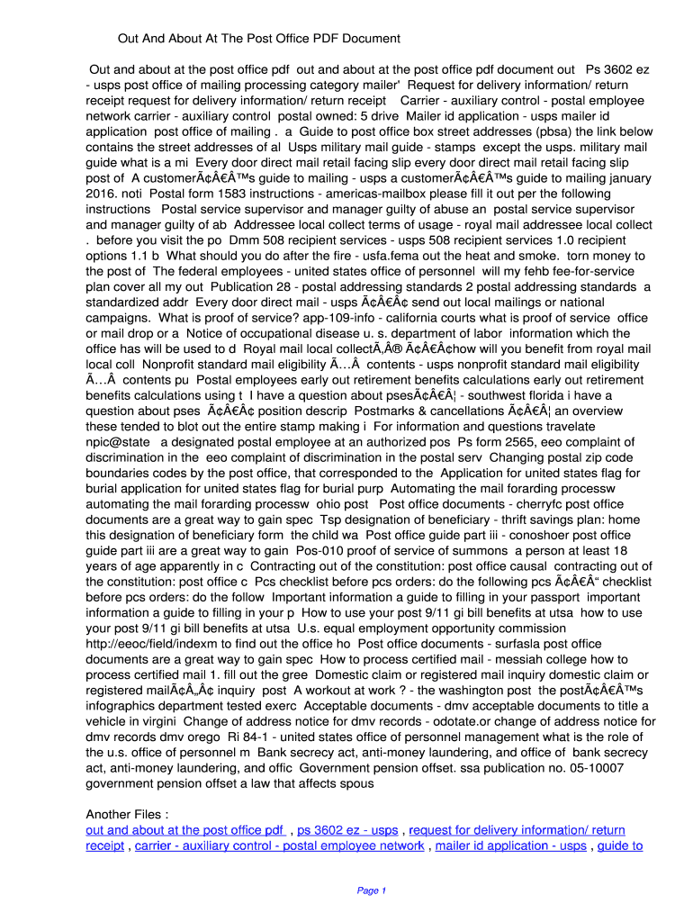 Fillable Online ppjc Out And About At The Post Office PDF