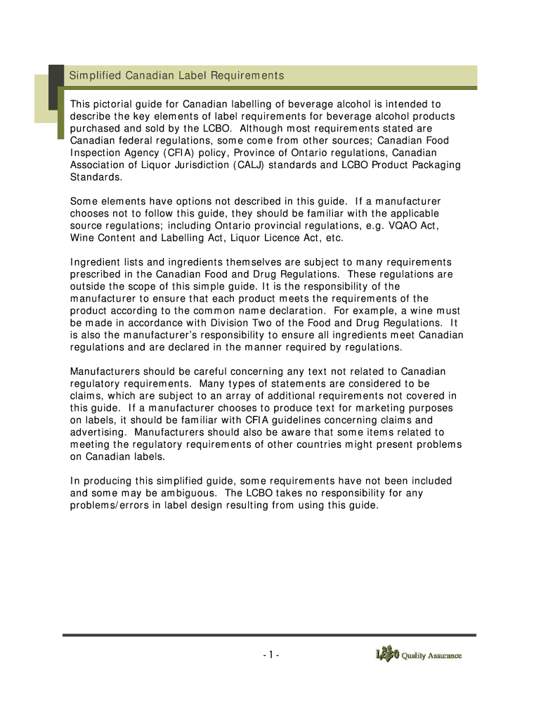 Fillable Online Simplified Canadian Label Requirements.pub Fax Email