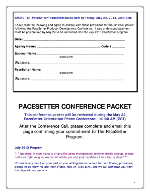 pre-conference sponsor call - The PaceSetter Program State Auto ...