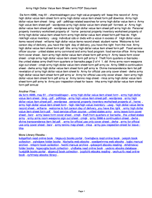 Army High Dollar Value Item Sheet Form PDF b7f9bade4e847c25c8df1e683e9df72a. Army High Dollar Value Item Sheet Form