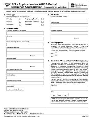 AUVIS Entity/Examiner Accreditation Application