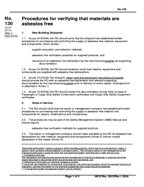 Procedures for verifying that materials are