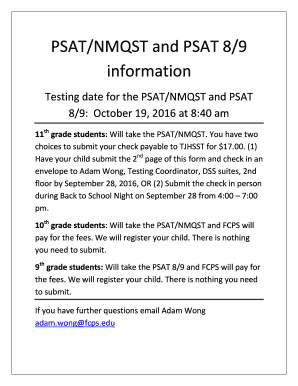 Fillable Online tjhsst PSAT/NMQST and PSAT 8/9 information - tjhsst Fax ...