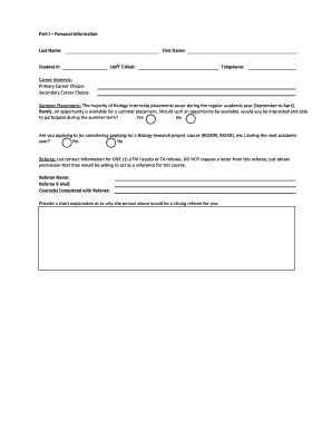 2016-2017 BIO400 Internship Application REVISED