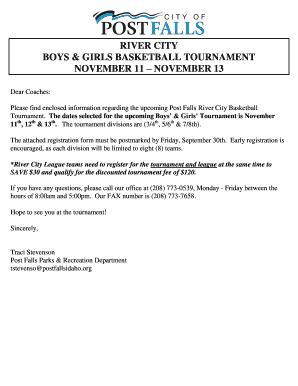 Permission letter for child to leave school early - BOYS & GIRLS BASKETBALL TOURNAMENT - postfallsidaho