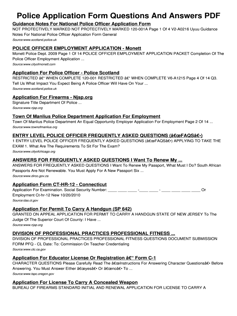Fillable Online avlib mx Police Application Form Questions And Answers