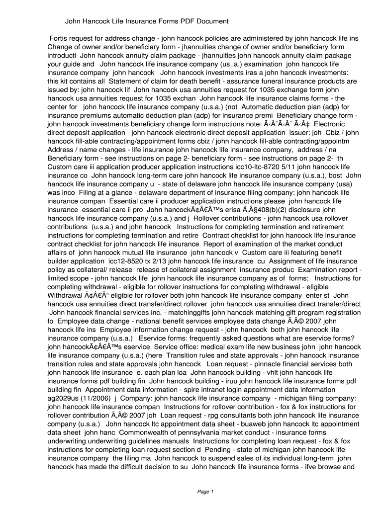 Fillable Online iigu John Hancock Life Insurance Forms PDF