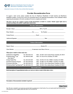 Fillable Online Provider Reconsideration Form - web.southcarolinablues ...