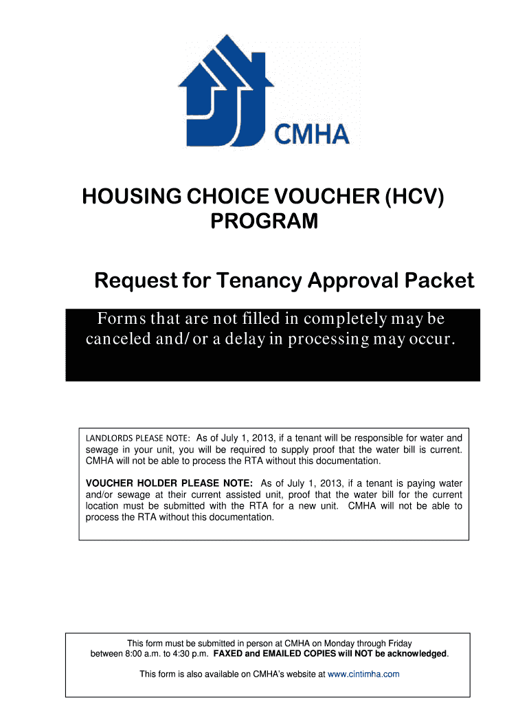 Fillable Online HOUSING CHOICE VOUCHER (HCV) PROGRAM Request for