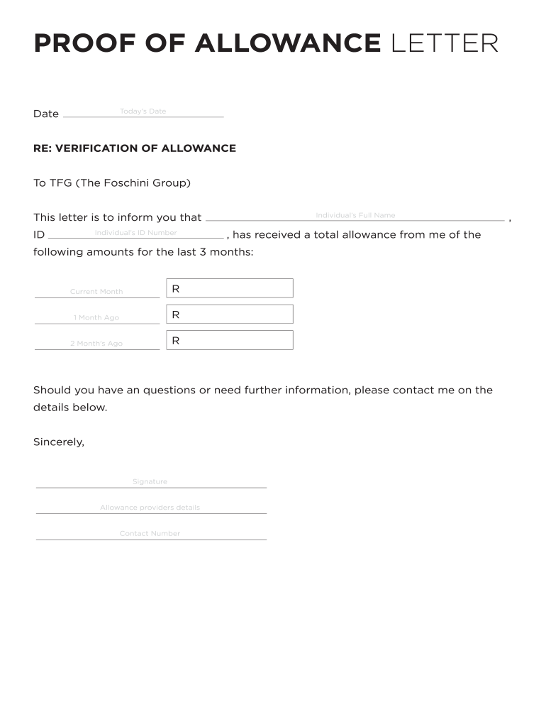 Allowance Letter Fill And Sign Printable Template Online US Legal Forms