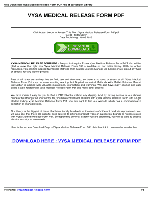 Vysa medical release form - vysa medical release form