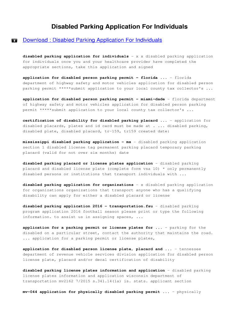 Fillable online danone hol disabled parking application for individuals