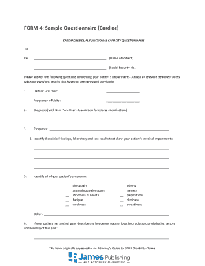Fillable Online Sample Questionnaire (Cardiac) - Riemer Law Firm Fax ...