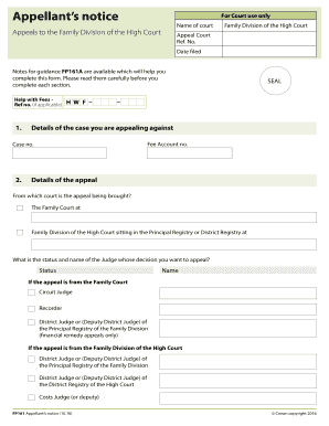 FP161 - Appellant's notice