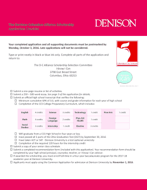 The Denison-Columbus Alliance Scholarship Application ... - iknowican