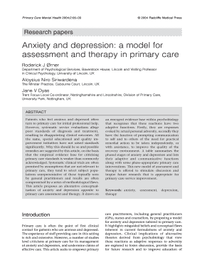 Fillable Online Anxiety and depression: a model for Fax Email Print ...