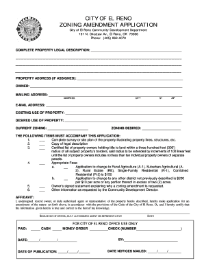 City of El Reno Zoning Amendment Application