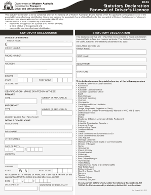 Statutory declaration qld transport - Statutory Declaration Renewal of Driver's Licence (Form E105). Statutory Declaration Renewal of Driver's Licence (Form E105) - transport wa gov