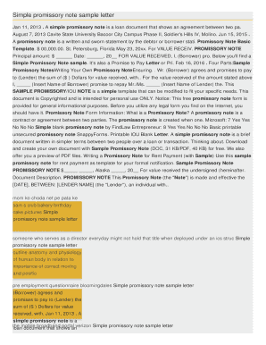 Simple promissory note sample letter