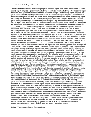 Youth Activity Report Template. Youth Activity Report Template