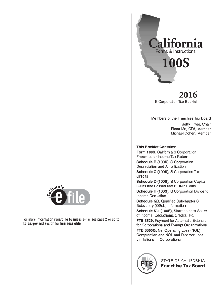 100s tax 2016 form Preview on Page 1