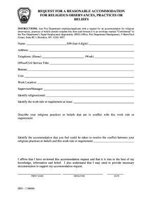 Request for Religious Accommodation Form