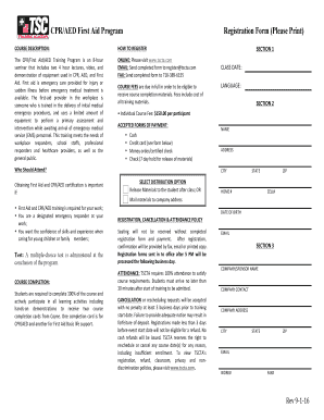 Fillable Online CPR-AED-First Aid Program - TSC Training Academy Fax ...