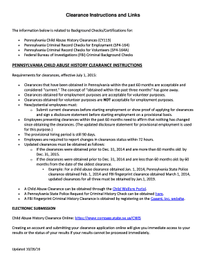 Clearance Instructions and Links