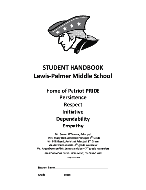 Disaster recovery plan checklist xls - 2016-2017 Student Handbook - Lewis-Palmer School District - lewispalmer